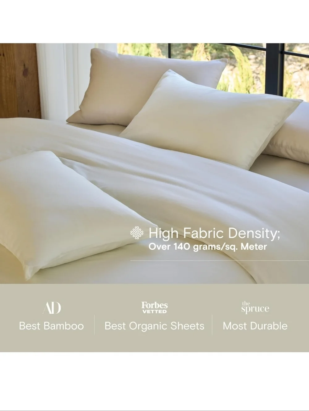 DOZ by SIJO King Bamboo Sheet Set Cooling Viscose Luxury Ivory 3pc NWT